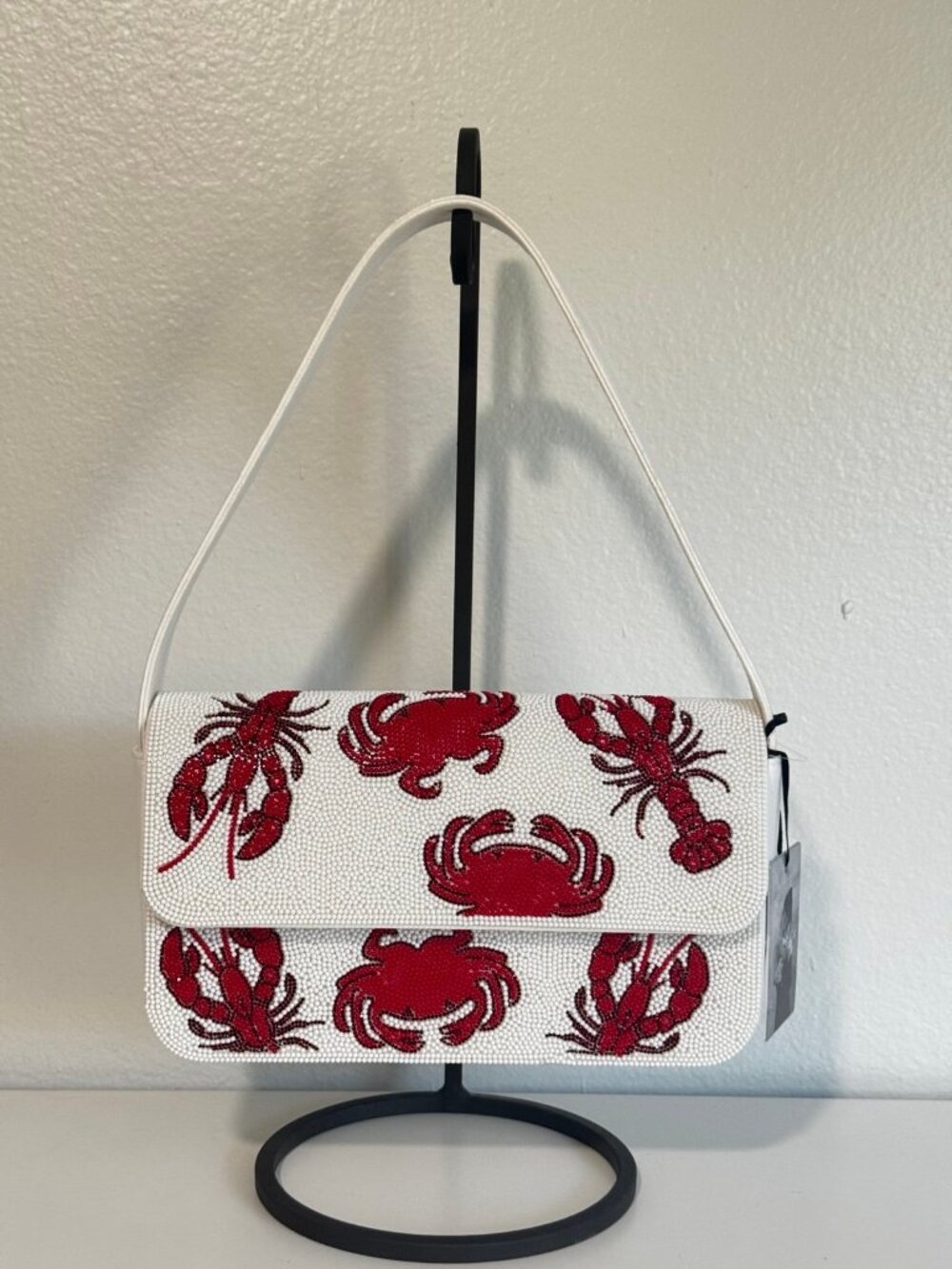 Viral Crab Lobster Beaded Bag Sincerely Jules White - NWT HTF